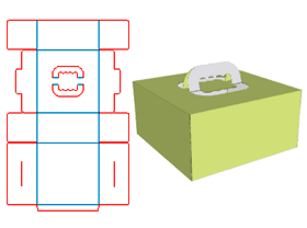 Cake box, cake box structure design, double-socket cake box, hand-lift cake box, top-facing hand-to-hand paste pvc plastic sheet, visible internal products