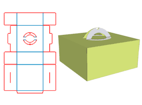 Cake box, cake box structure design, double-socket cake box, hand-lift cake box, top-facing hand-to-hand paste pvc plastic sheet, visible internal products