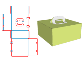Cake box, cake box structure design, double-socket cake box, hand-lift cake box, top-facing hand-to-hand paste pvc plastic sheet, visible internal products